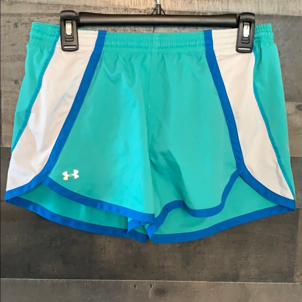 Turquoise With White And Blue Under Armour Athletic Shorts